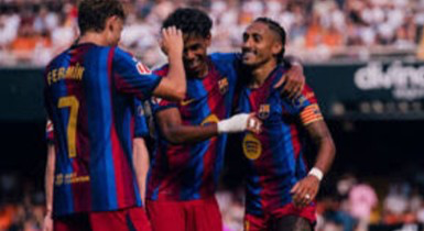 LaLiga:‌⁠‍‍⁠⁠‌‍‌⁠⁠⁠‍‍⁠‌ Barcelona Thrash Valencia 5-0, Go Three Points Clear of Madrid‎
